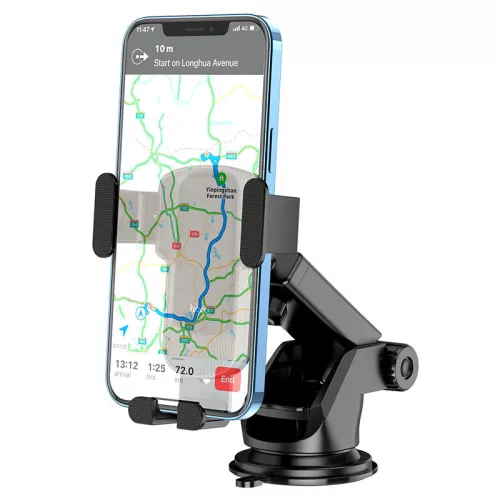 HOCO univerzális műszerfalra/szélvédőre helyezhető illeszthető autós tartó - HOCO CA104 Gravity Car Holder - fekete