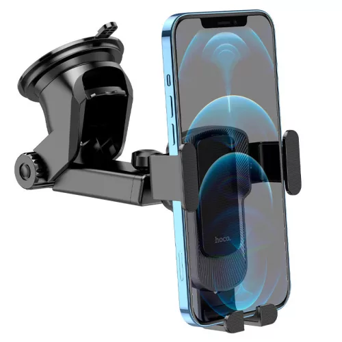 HOCO univerzális műszerfalra/szélvédőre helyezhető illeszthető autós tartó - HOCO CA104 Gravity Car Holder - fekete