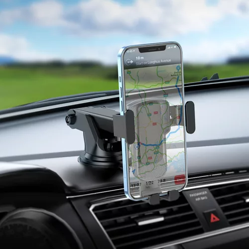 HOCO univerzális műszerfalra/szélvédőre helyezhető illeszthető autós tartó - HOCO CA104 Gravity Car Holder - fekete