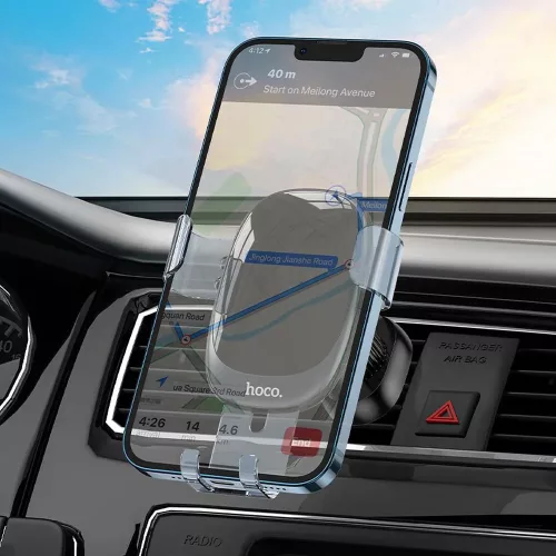HOCO univerzális szellőzőrácsba illeszthető  autós tartó 4,7-7'' méretű készülékekhez - HOCO H7 Gravity Air Vent Car Holder - fekete