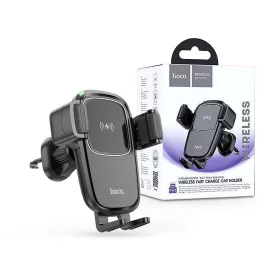   HOCO szellőzőrácsba illeszthető vezeték nélküli autós tartó/gyorstöltő - 15 W - HOCO HW1 Wireless Fast Charge Car Holder - fekete
