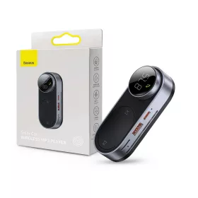   Baseus Bluetooth napelemes FM-transmitter/autós kihangosító - USB + MP3 + AUX + Pendrive+TF/microSD kártyaolvasó - Baseus Solar Car - fekete/ezüst