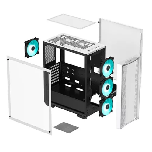 DeepCool Számítógépház - CC560 WHITE (fehér, ablakos, 4x12cm ventilátor, Mini-ITX / Mico-ATX / ATX, 1xUSB3.0, 1xUSB2.0)