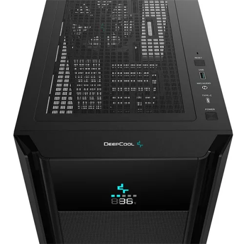 DeepCool Számítógépház - CH510 MESH DIGITAL (ablakos, 1x12cm ventilátor, Mini-ITX / Mico-ATX / ATX / E-ATX, 1xUSB3.0)