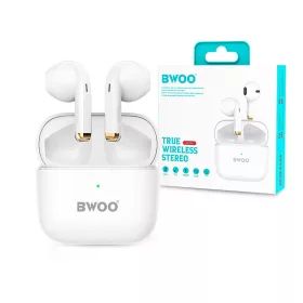   BWOO TWS Bluetooth sztereó headset v5.1 + töltőtok - BWOO BW66 True Wireless    Earphones with Charging Case - fehér