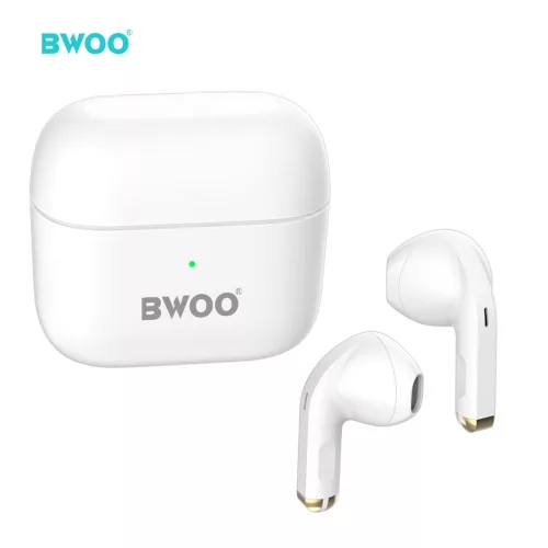 BWOO TWS Bluetooth sztereó headset v5.1 + töltőtok - BWOO BW66 True Wireless    Earphones with Charging Case - fehér