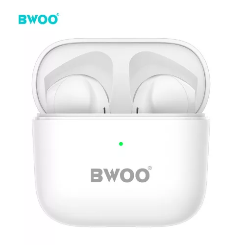 BWOO TWS Bluetooth sztereó headset v5.1 + töltőtok - BWOO BW66 True Wireless    Earphones with Charging Case - fehér