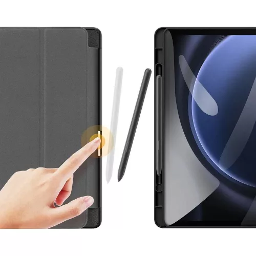 Samsung X510/X516B Galaxy Tab S9 FE 10.9 tablet tok (Smart Case) on/off funkcióval, Pencil tartóval - Dux Ducis Domo Series - fekete