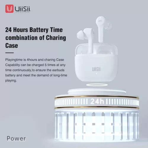 UiiSii Bluetooth sztereó headset v5.0 + töltőtok - UiiSii TWS27 True Wireless   Stereo Earphone - fehér