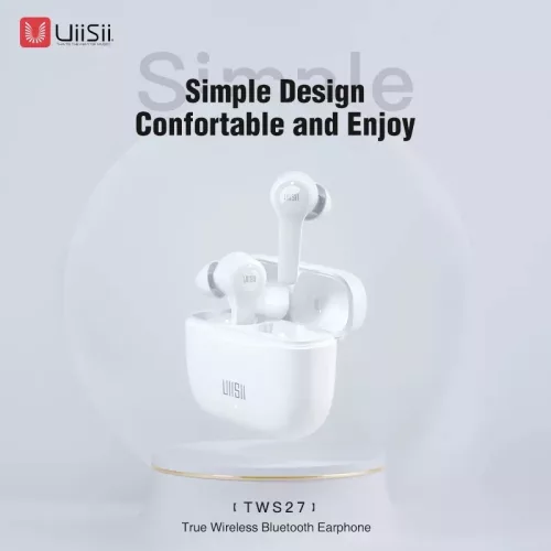 UiiSii Bluetooth sztereó headset v5.0 + töltőtok - UiiSii TWS27 True Wireless   Stereo Earphone - fehér