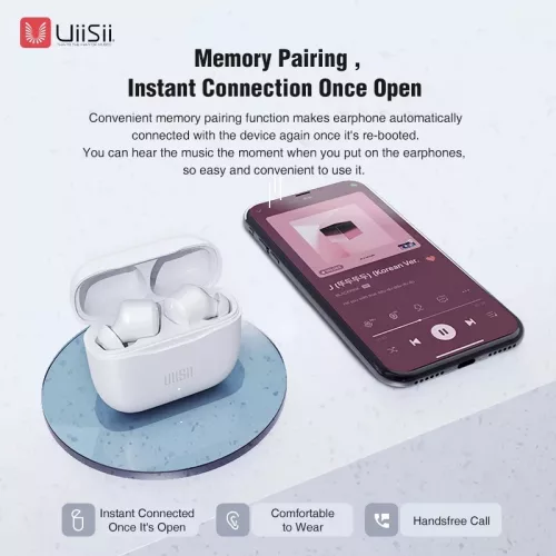 UiiSii Bluetooth sztereó headset v5.0 + töltőtok - UiiSii TWS27 True Wireless   Stereo Earphone - fehér