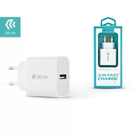   Devia USB hálózati töltő adapter - Devia Smart USB Fast Charge - 5V/2,1A - fehér