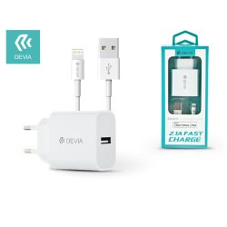   Devia USB hálózati töltő adapter + USB - Lightning kábel (MFI engedélyes) -     5V/2,1A - Devia Smart Fast Charger Suit - fehér