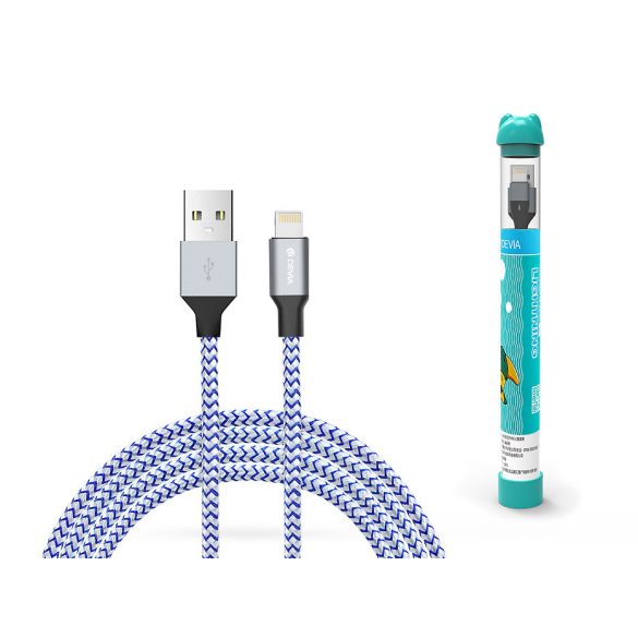 Devia USB - Lightning USB töltő- és adatkábel - 1 m-es vezetékkel - Devia Tube  Lightning USB 2.4A - ezüst/kék