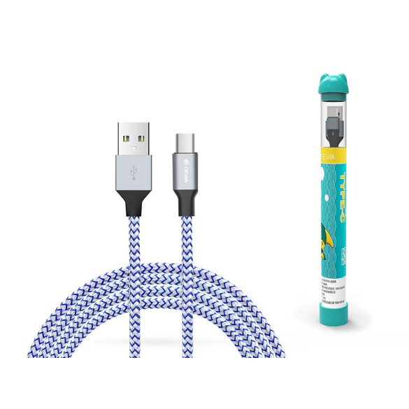 Devia USB - USB Type-C töltő- és adatkábel 1 m-es vezetékkel - Devia Tube for   Type-C USB 2.4A - ezüst/kék