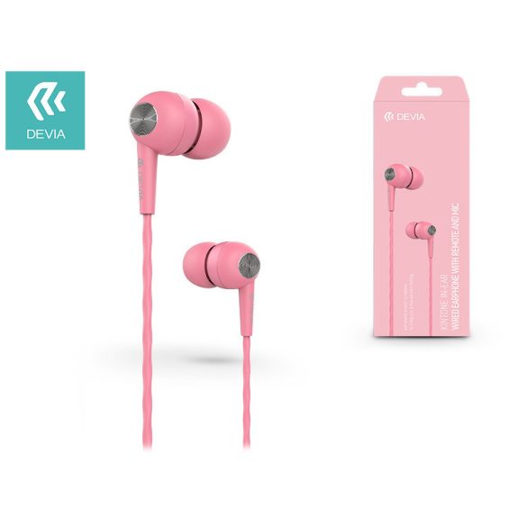 Devia univerzális sztereó felvevős fülhallgató - 3,5 mm jack - Devia Kintone    In-Ear Wired Earphones - rózsaszín