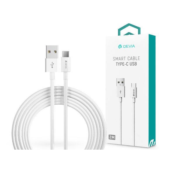 Devia USB - USB Type-C adat- és töltőkábel 2 m-es vezetékkel - Devia Smart USB  Type-C 2.0 Cable - fehér