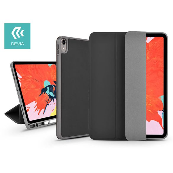 Apple iPad Pro 12.9 (2018) tablet tok (Smart Case) Apple Pencil tartóval - DeviaLeather Case V2 - black