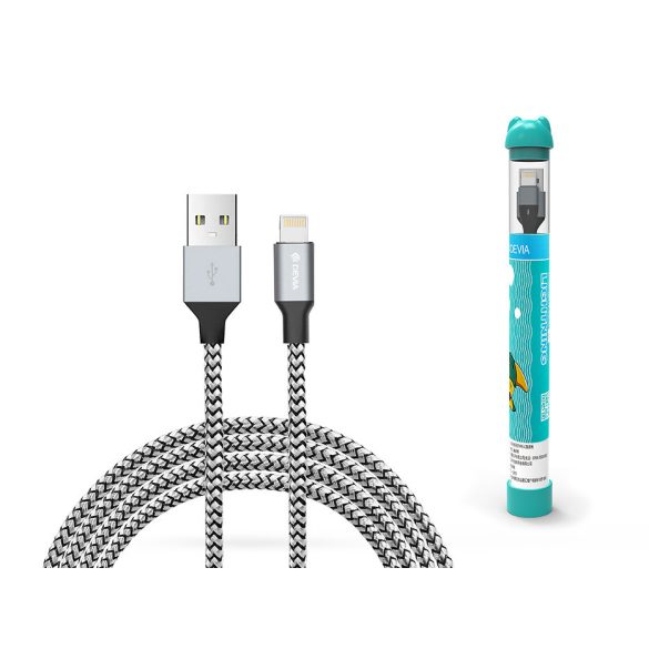 Devia USB - Lightning  töltő- és adatkábel 1 m-es vezetékkel - Devia Tube       Lightning USB 2.4A - ezüst/fekete
