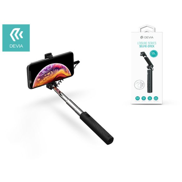 Devia Selfie Holder szelfi bot exponáló gombbal, 3,5 mm jack csatlakozóval -    Devia Leisure Series Selfie-Stick - fekete