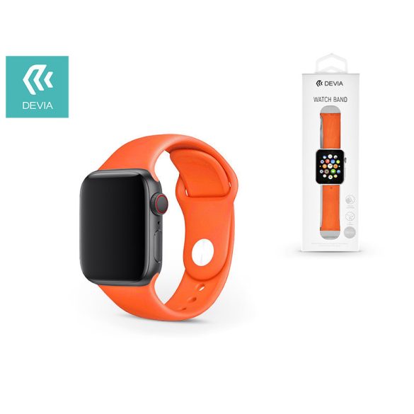 Apple Watch lyukacsos sport szíj - Devia Deluxe Series Sport Band - 42/44/45/49 mm - narancs