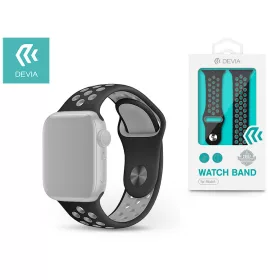   Apple Watch lyukacsos sport szíj - Devia Deluxe Series Sport2 Band - 42/44/45/49mm - fekete/szürke
