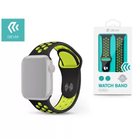   Apple Watch lyukacsos sport szíj - Devia Deluxe Series Sport2 Band - 42/44/45/49mm - fekete/sárga