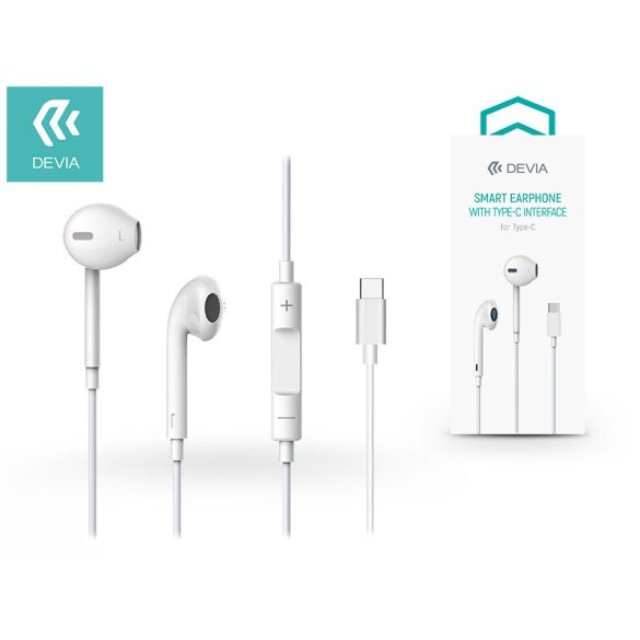 Devia sztereó headset USB Type-C csatlakozóval - Devia Smart Earphone With      Type-C EM048 - fehér