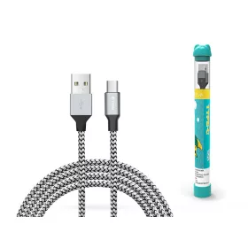   Devia USB - USB Type-C töltő- és adatkábel 1 m-es vezetékkel - Devia Tube for   Type-C USB 2.4A - ezüst/fekete