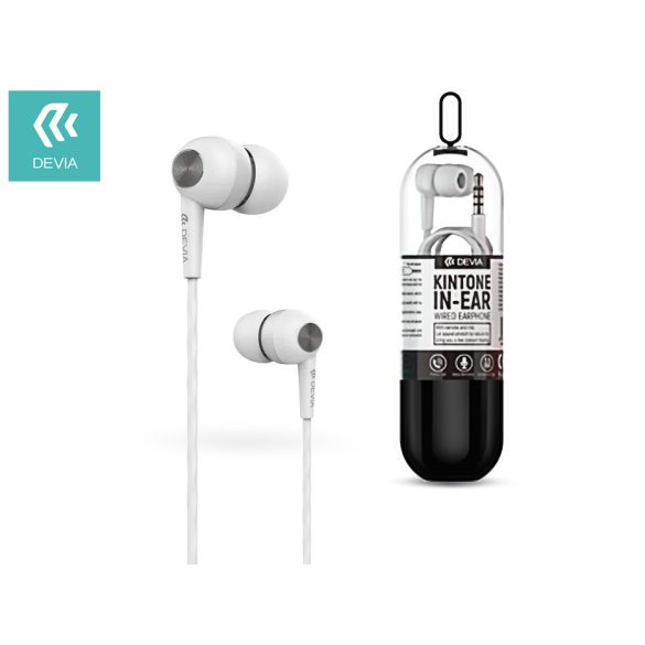 Devia univerzális sztereó felvevős fülhallgató - 3,5 mm jack - Devia Kintone V2 In-Ear Wired Earphones - fehér