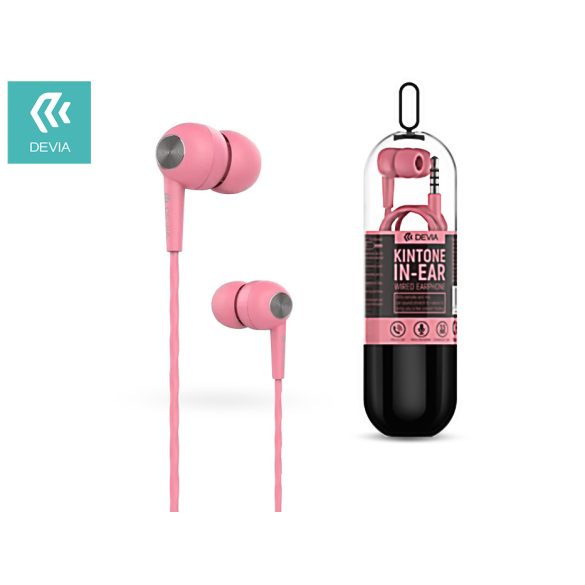 Devia univerzális sztereó felvevős fülhallgató - 3,5 mm jack - Devia Kintone V2 In-Ear Wired Earphones - rózsaszín