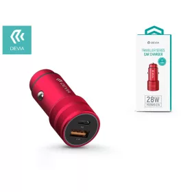   Devia szivargyújtós töltő adapter USB + Type-C bemenettel - 5V/3A - Devia       Traveller Series PD Quick Car Charger - piros