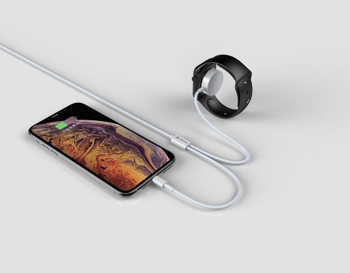 Devia mágneses töltőkábel Apple Watch órához + lightning kábel - Devia Smart    Series 2in1 Apple Watch Charging Cable - fehér