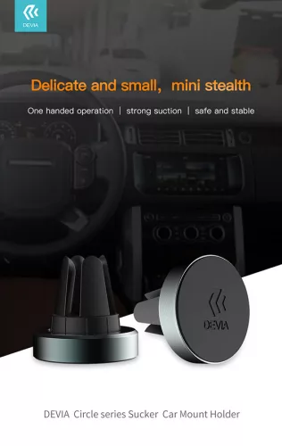 Devia univerzális szellőzőrácsba illeszthető mágneses autós tartó - Devia CircleSeries Sucker Car Mount Holder - szürke/fekete
