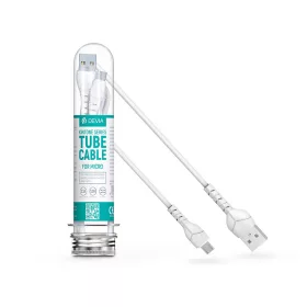   Devia USB - micro USB adat- és töltőkábel 1 m-es vezetékkel - Devia Kintone TubeCableV3 Series for Micro USB - 5V/2.1A - fehér