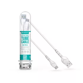   Devia USB - USB Type-C adat- és töltőkábel 1 m-es vezetékkel - Devia Kintone    Tube Cable V3 Series for USB-C - 5V/2.1A - fehér