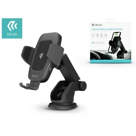   Devia szellőzőrácsba illeszthető / műszerfalra ragasztható vezeték nélküli      autóstöltő/tartó - 5V/2A - Devia Navigation Wireless Charger Car Mount - 10W -  Qi szabványos - fekete
