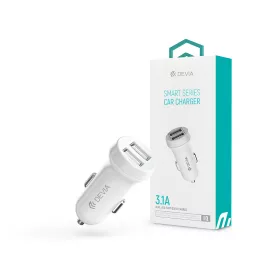   Devia 2xUSB szivargyújtó töltő adapter - Devia Smart Series Car Charger -       5V/3,1A - fehér