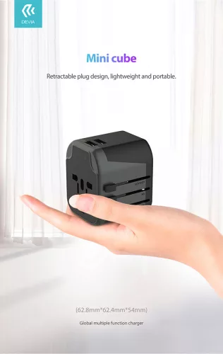 Devia többfunkciós globális hálózati töltő adapter (UK/EU/USA/USA/Japán/AU) -   Devia Global Multiple Function Charger - fekete