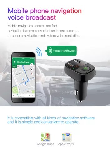 Devia Bluetooth FM-transmitter/szivargyújtó töltő - 2xUSB + MP3/WMA/WAV/Flac +  Pendrive/TF-kártyaolvasó - Devia Smart Series - fekete