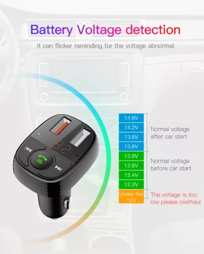 Devia Bluetooth FM-transmitter/szivargyújtó töltő - 2xUSB + MP3/WMA/WAV/Flac +  Pendrive/TF-kártyaolvasó - Devia Smart Series - fekete