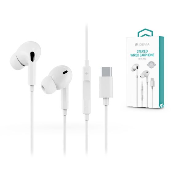 Devia univerzális sztereó felvevős fülhallgató - Type-C - Devia Smart Series    Stereo Wired Earphone - fehér