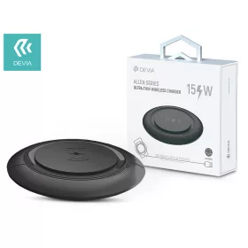   Devia Qi univerzális vezeték nélküli töltő állomás - 15W - Devia Allen Series V3Ultra-Thin Wireless Charger - fekete
