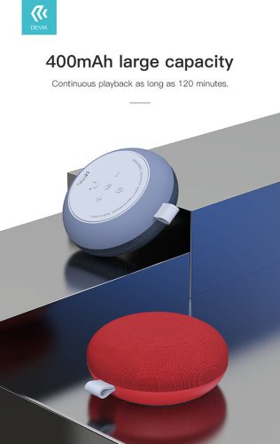 Devia vezeték nélküli bluetooth hangszóró - Devia Kintone Series Fabric Speaker - szürke