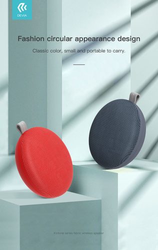 Devia vezeték nélküli bluetooth hangszóró - Devia Kintone Series Fabric Speaker - szürke