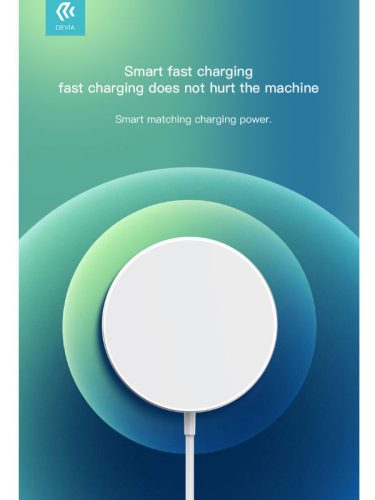 Devia Qi univerzális mágneses vezeték nélküli töltő állomás - 5V/3A - Devia     Smart MagSafe Magnetic Wireless Charger - fehér/ezüst