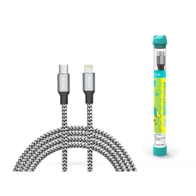   Devia Type-C - Lightning töltő- és adatkábel 1 m-es vezetékkel - Devia Tube PD  Cable Type-C to Lightning Quick Charge - 20W - ezüst/fekete