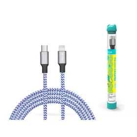   Devia Type-C - Lightning töltő- és adatkábel 1 m-es vezetékkel - Devia Tube PD  Cable Type-C to Lightning Quick Charge - 20W - ezüst/kék