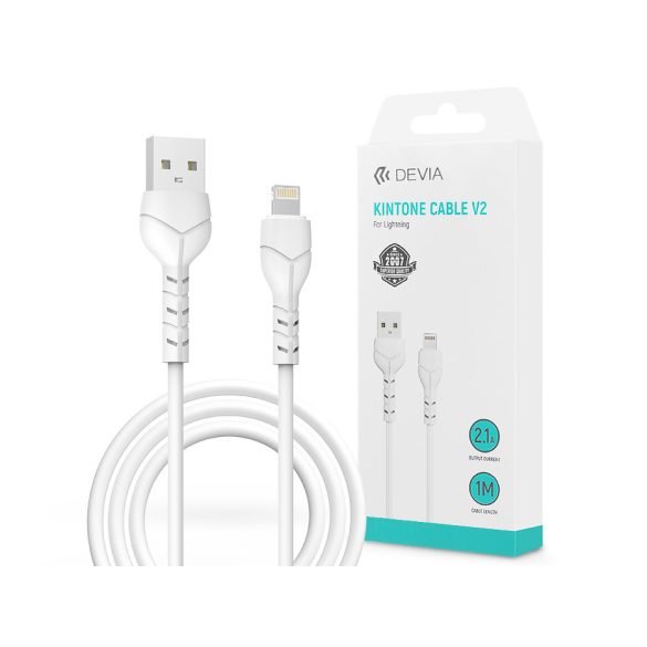 Devia USB - Lightning adat- és töltőkábel 1 m-es vezetékkel - Devia Kintone     Cable V2 Series for Lightning - 5V/2.1A - fehér