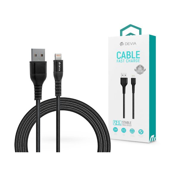 Devia USB - Lightning adat- és töltőkábel 2 m-es vezetékkel - Devia Gracious Series Lightning Cable Fast Charge - 5V/2.1A - black